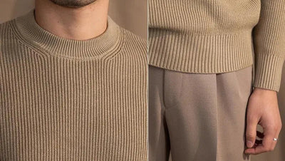 Ribbed Crew Neck Sweater - Khaki