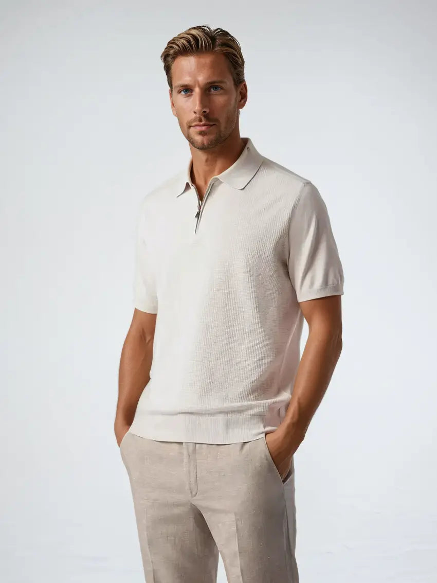 Zip Polo - Beige