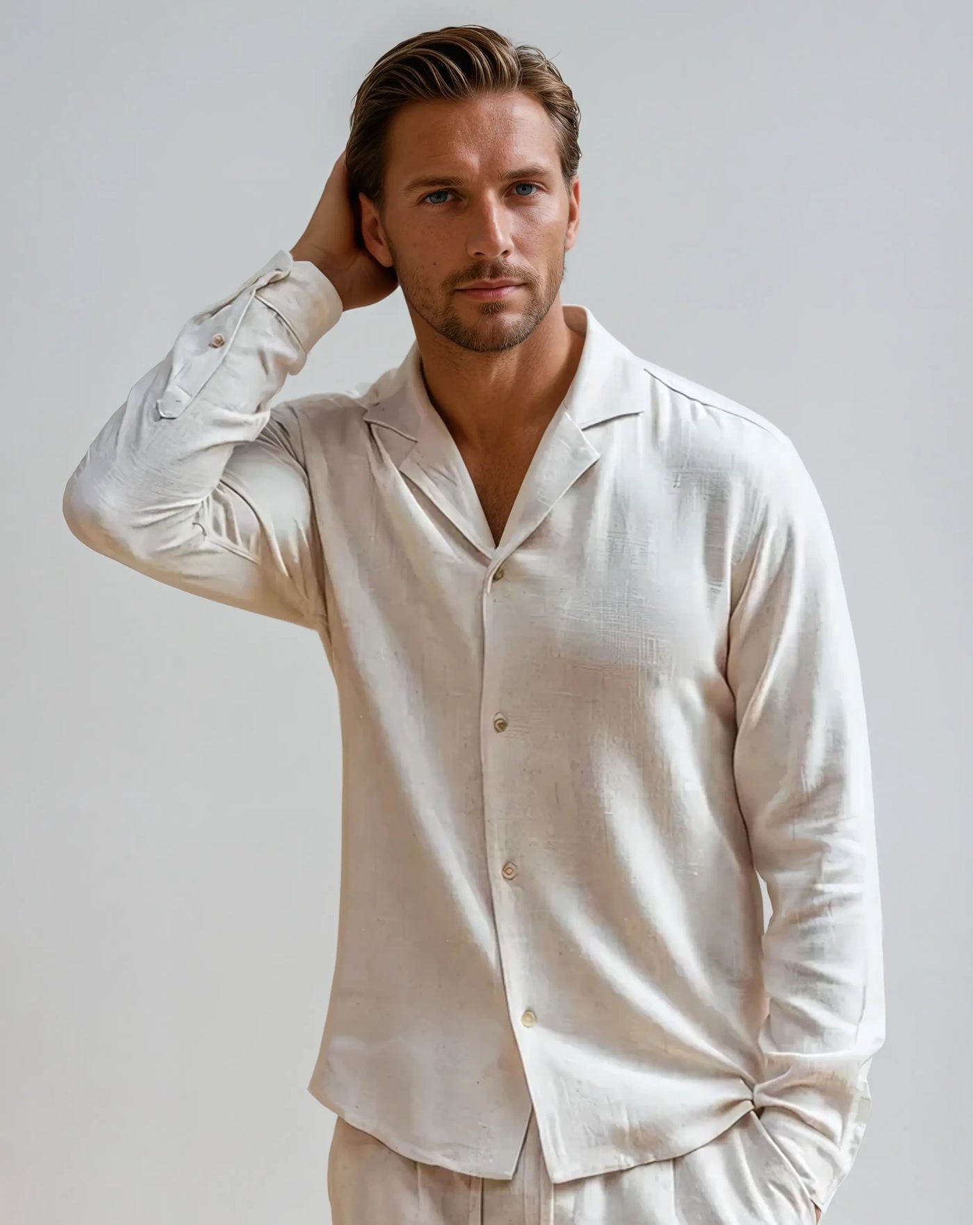 Linen Beach Shirt - Beige