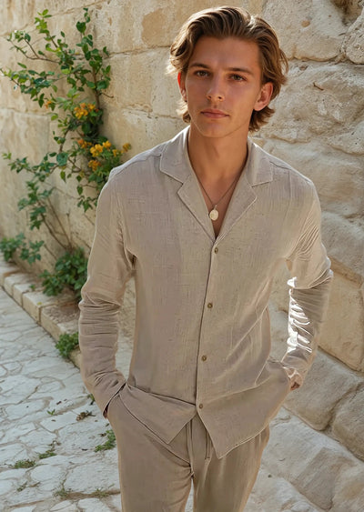 Linen Beach Shirt - Beige
