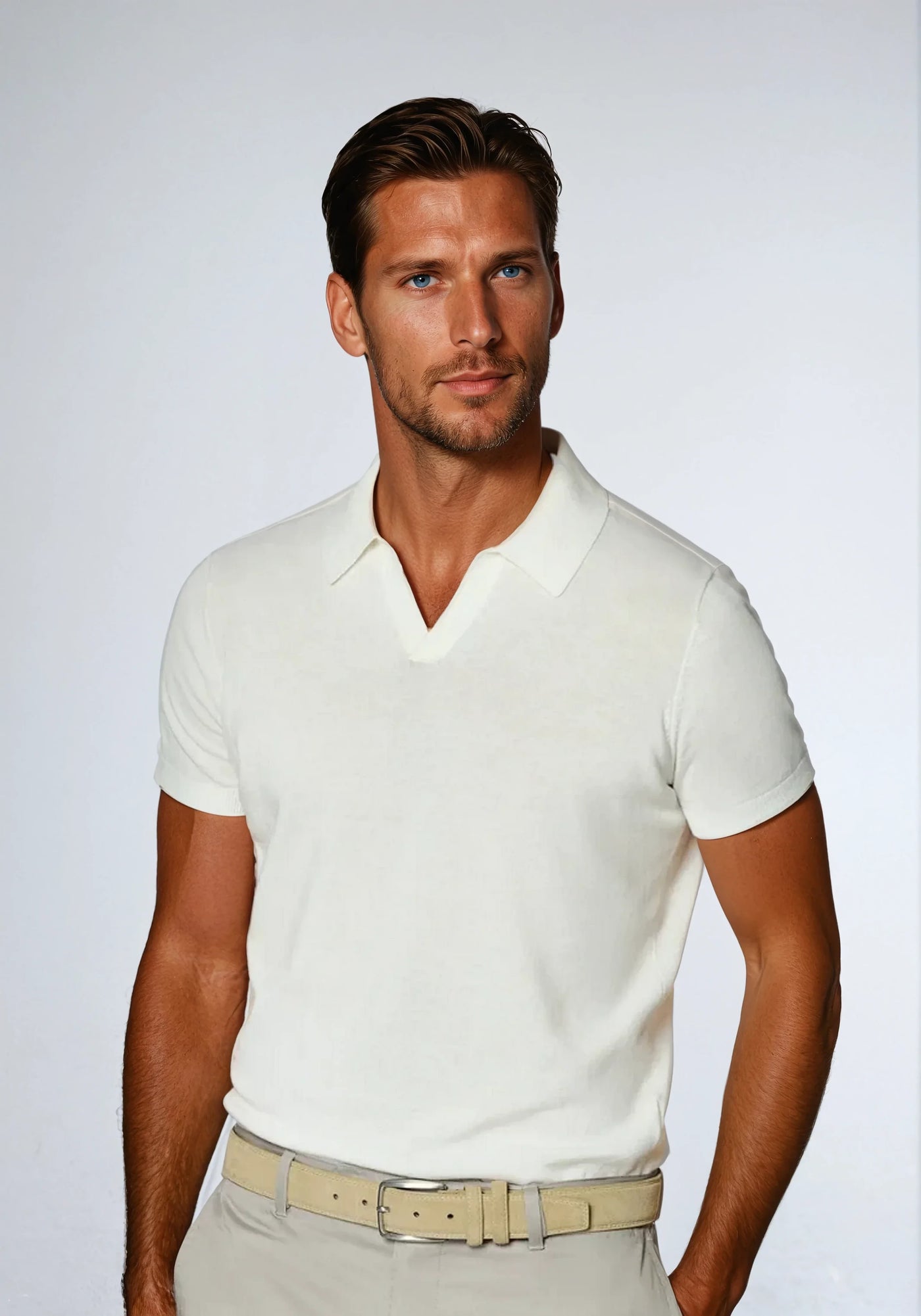 Polo - No Buttons - White