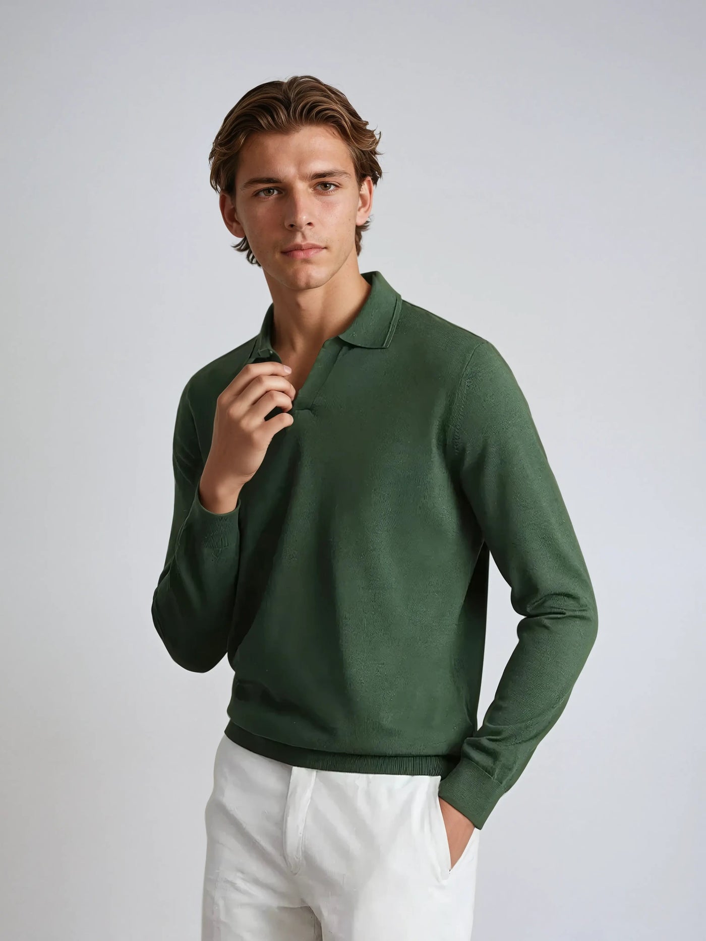 Long Sleeve Polo - No Buttons - Green