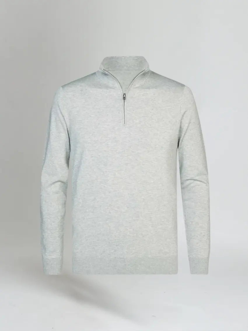 Essential Half Zip Sweater - Light Grey