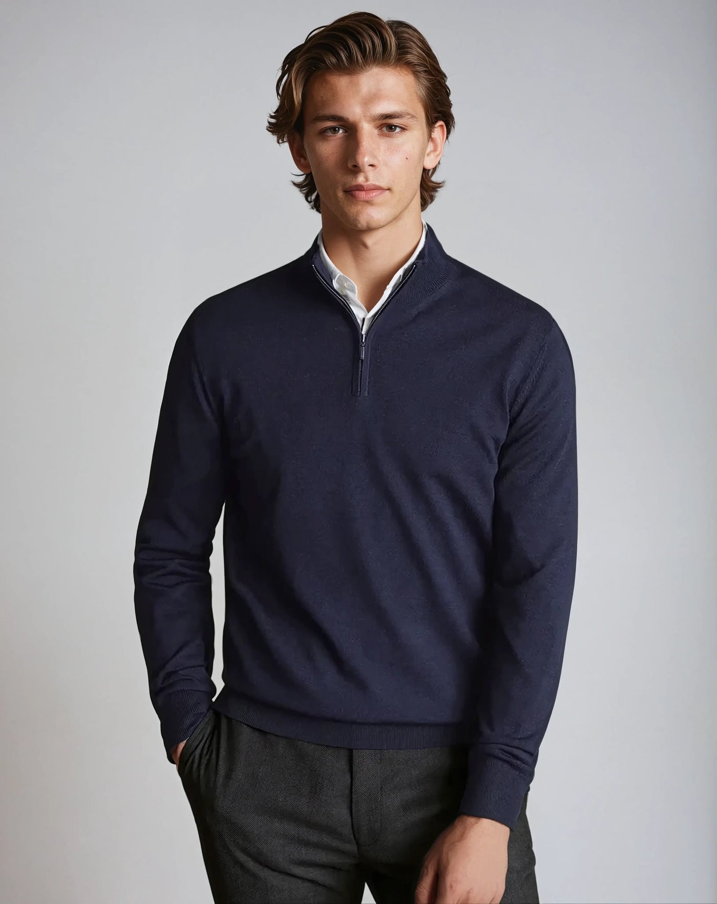 Essential Half Zip Sweater - Navy Blue
