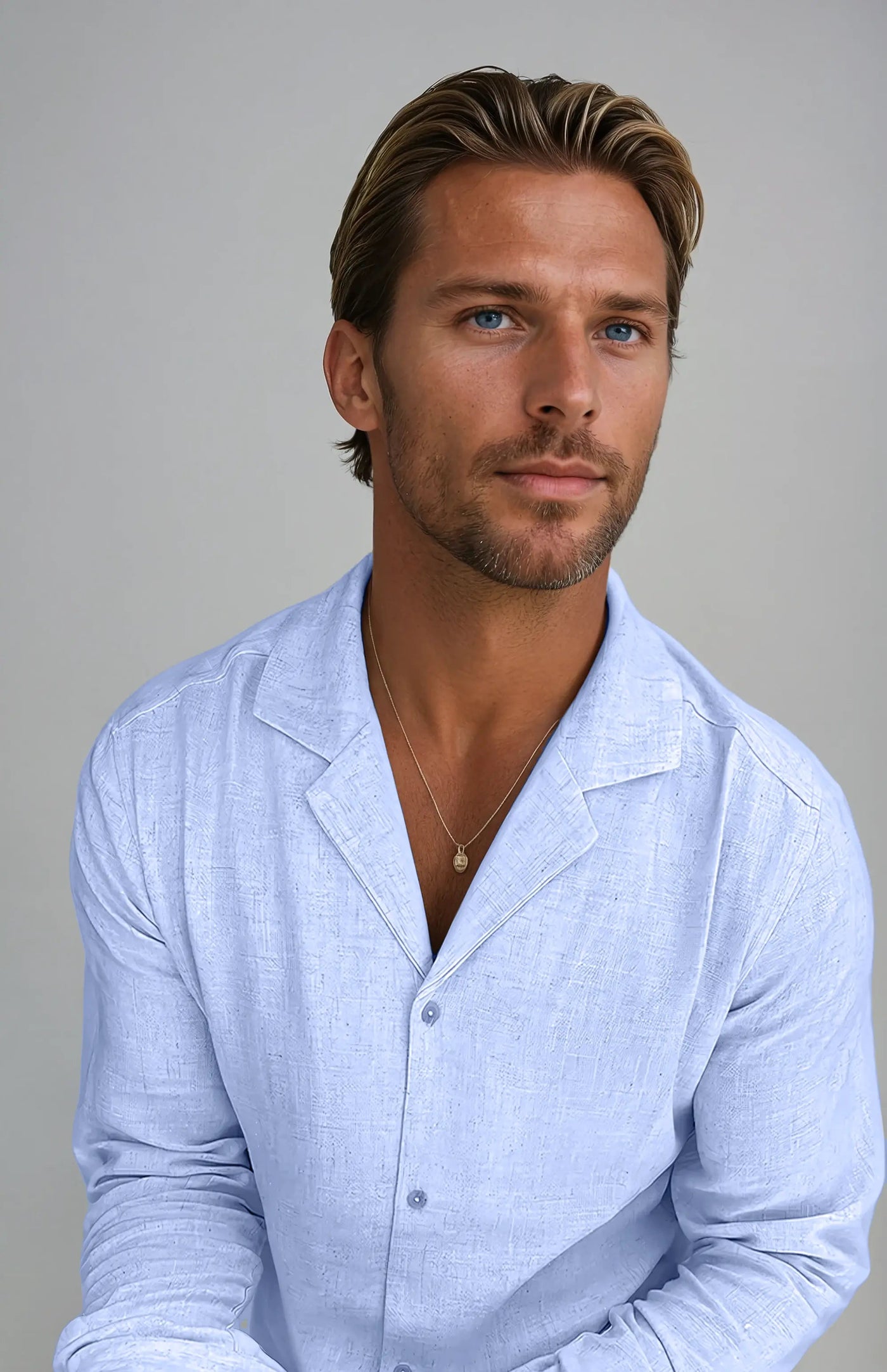 Linen Beach Shirt - Light Blue