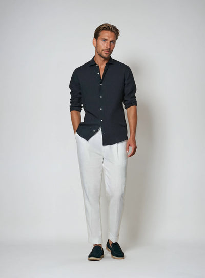 Essential Linen Shirt - Navy Blue