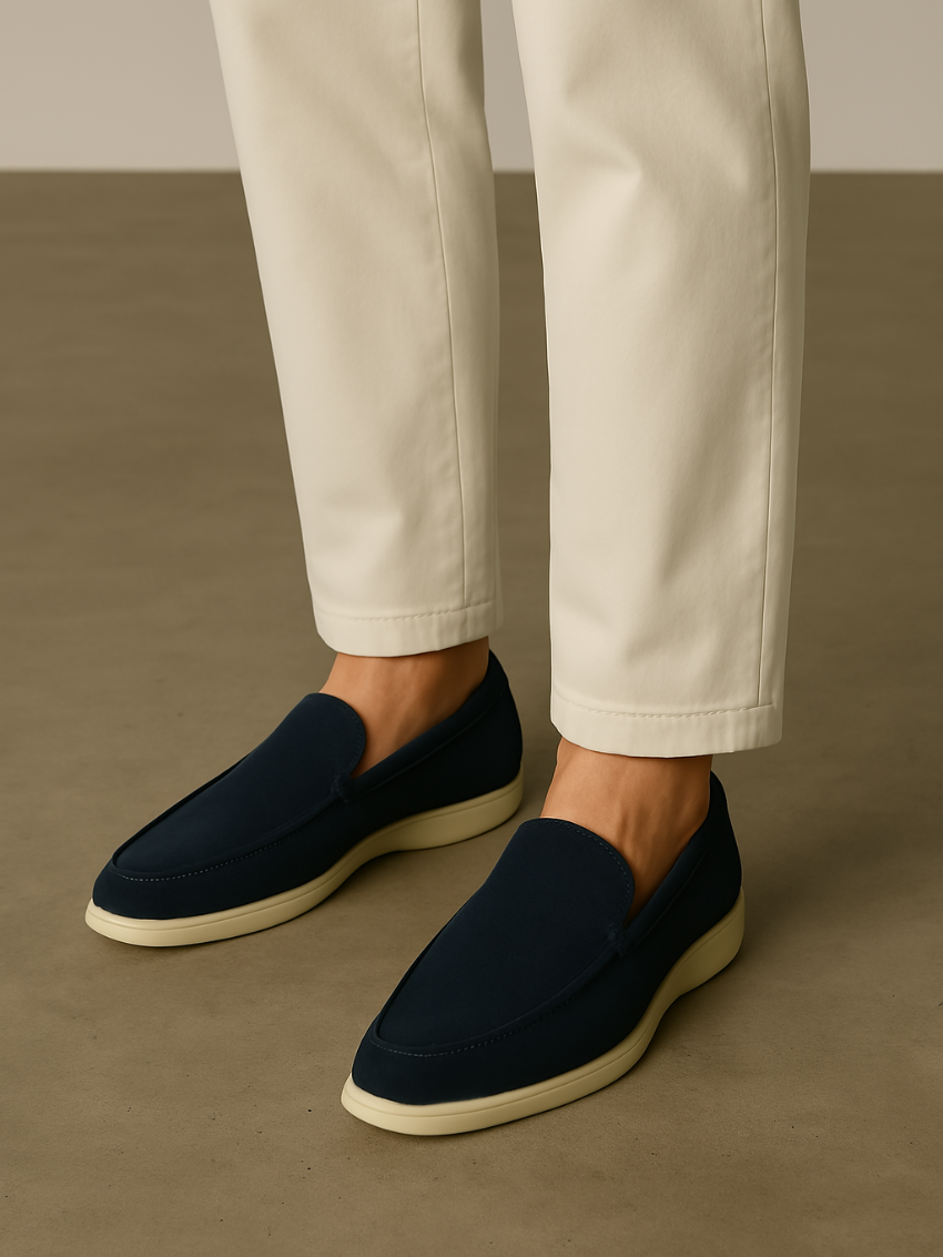 Refined Suede Loafers – Navy Blue