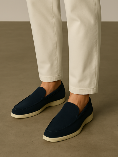 Refined Suede Loafers – Navy Blue