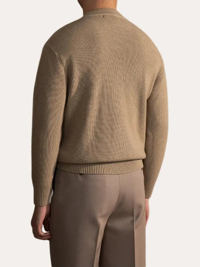Ribbed Crew Neck Sweater - Khaki