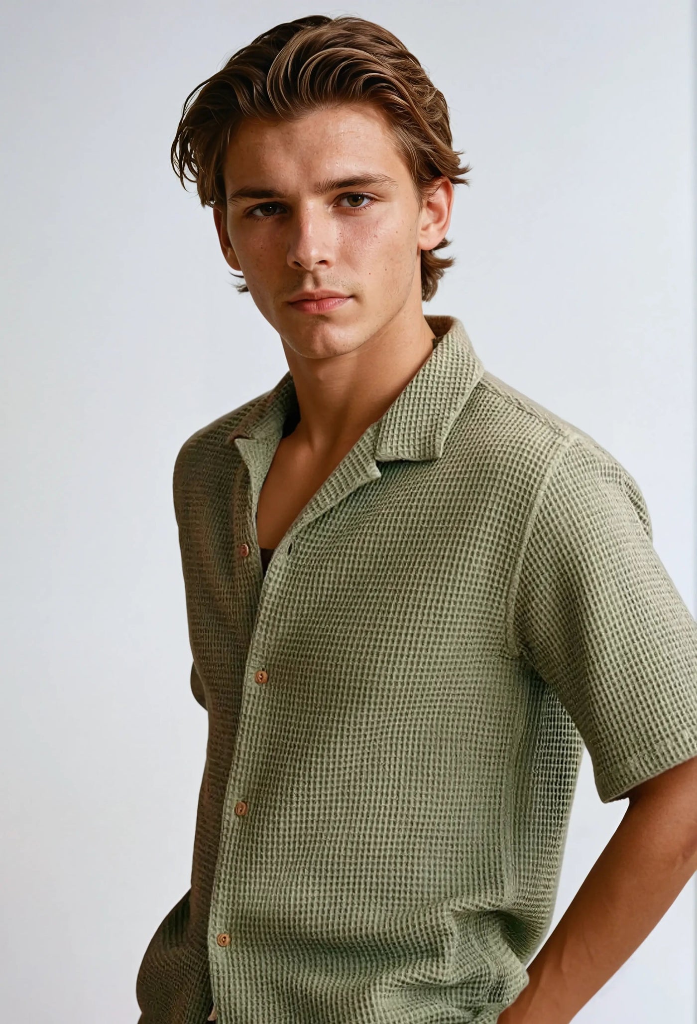 Waffle Shirt - Olive Green