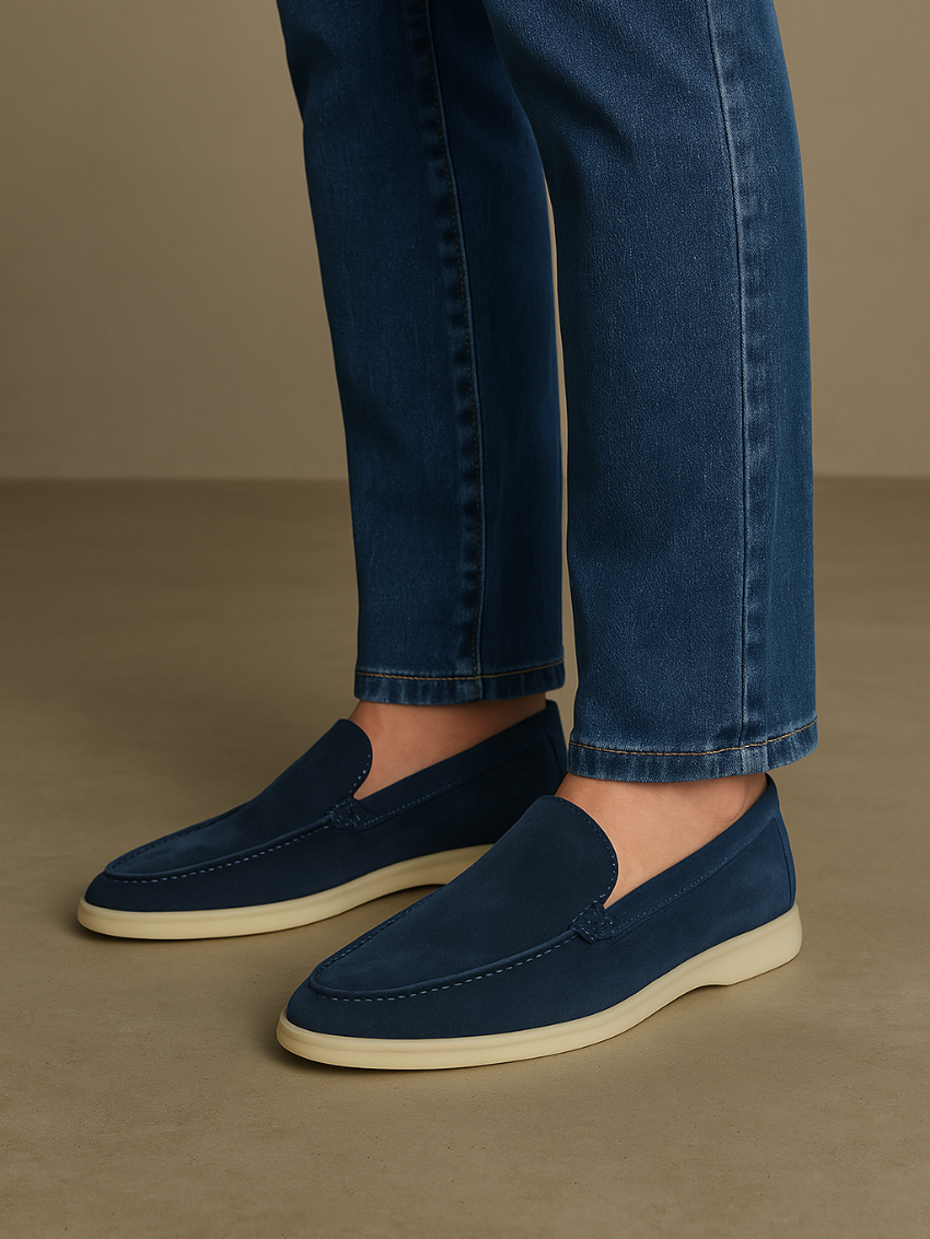 Refined Suede Loafers – Deep Blue