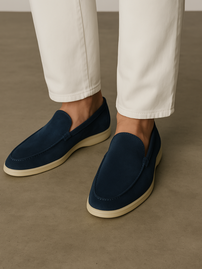 Refined Suede Loafers – Deep Blue