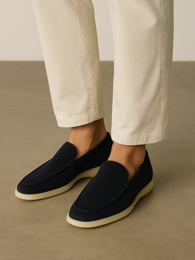 Refined Suede Loafers – Navy Blue