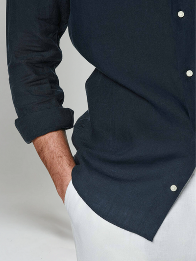 Essential Linen Shirt - Navy Blue