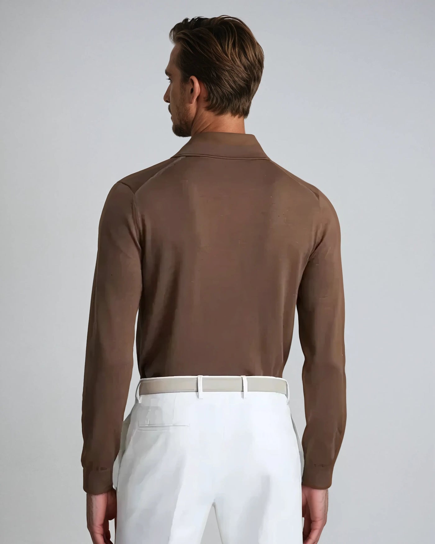 Long Sleeve Polo - No Buttons - Brown